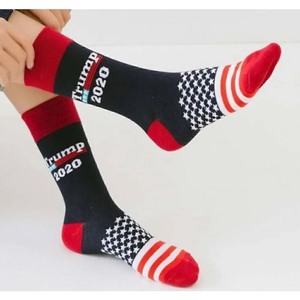 NEW Trump Socks Red White & Blue Stars & Stripes Great gift! Stocking stuffers
